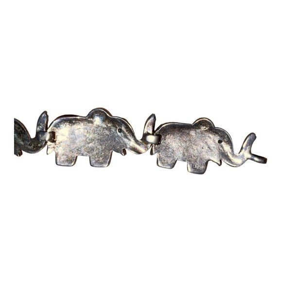 Elephant Train Bracelet 7.5” Marcasite Sterling Silver 925 - Picture 6 of 10